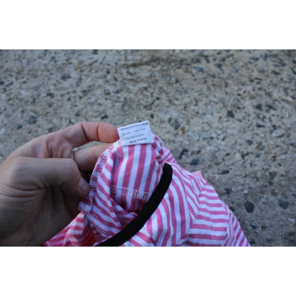Yeapeeto Dog Post-Surgery Pink White Striped Full Body Suit Top Zip Size XL NWOT